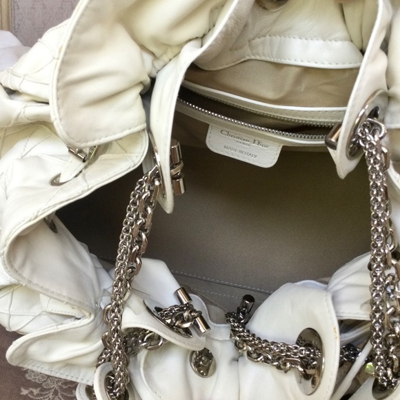 Christian Dior Handbag Blanc Lambskin - Picture 2 of 9